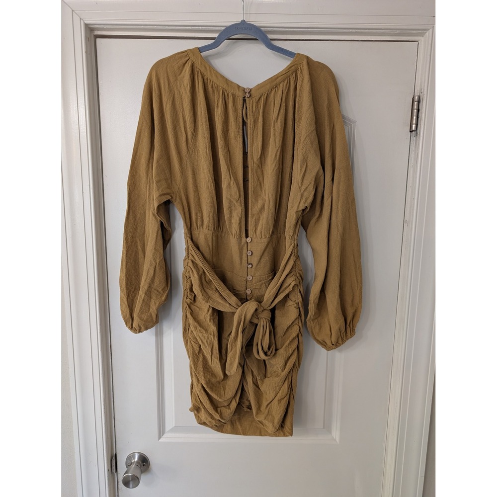 Free People Mustard the only one Open Back Mini Dress Womens Small festival - Picture 8 of 9